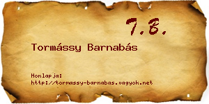 Tormássy Barnabás névjegykártya